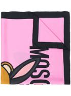 Moschino Bordered Silk Scarf - Pink & Purple