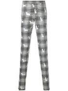 Thom Browne Checked Cat And Dog Print Trousers - Grey