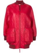 Fendi Ff Monogram Oversized Bomber Jacket - Red