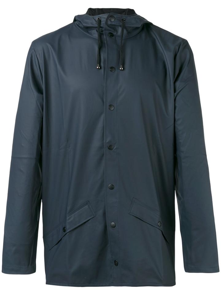 Rains Button Front Rain Jacket - Blue