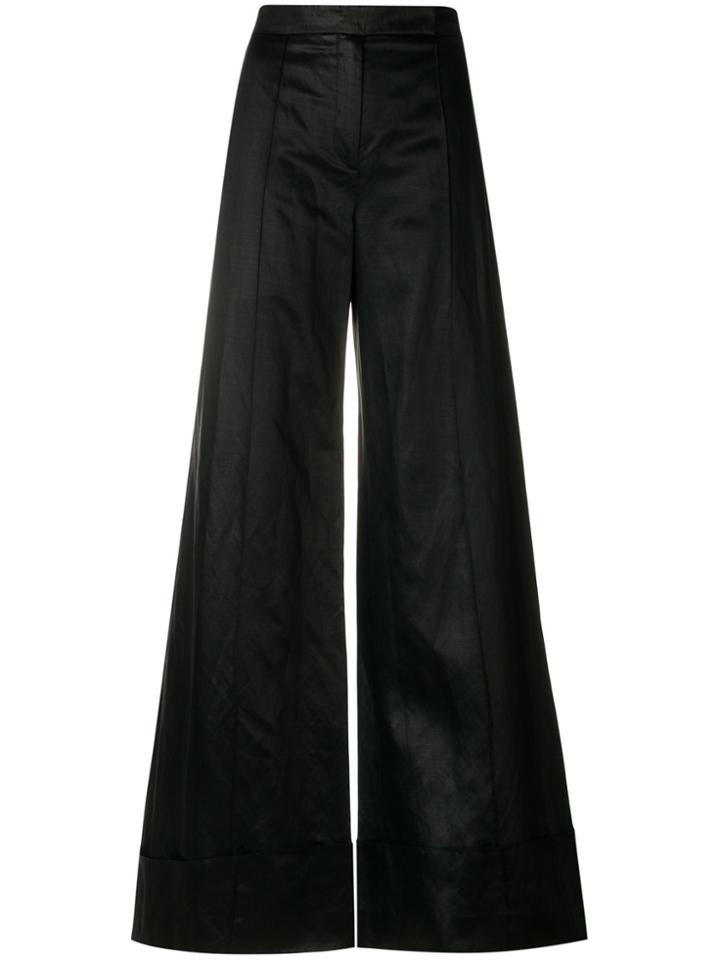 Nina Ricci Satin Wide-leg Trousers - Black