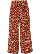 Marni Graphic Print Cropped Flared Trousers - Brown