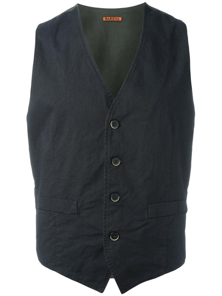 Barena Buttoned Waistcoat, Men's, Size: 50, Black, Cotton/spandex/elastane