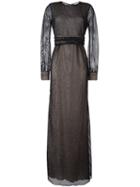 Emanuel Ungaro Mesh Overlay Dress, Women's, Size: 48, Black, Polyester/spandex/elastane
