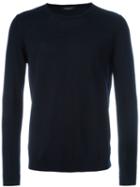 Roberto Collina Elbow Patch Jumper, Men's, Size: 46, Blue, Suede/merino