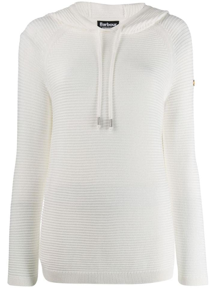 Barbour Ribbed Design Hoodie - White