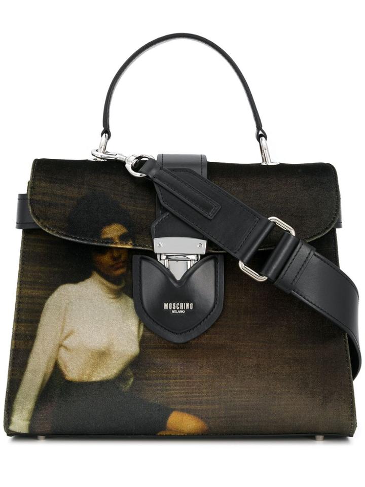 Moschino Work Of Art Printed Tote - Green
