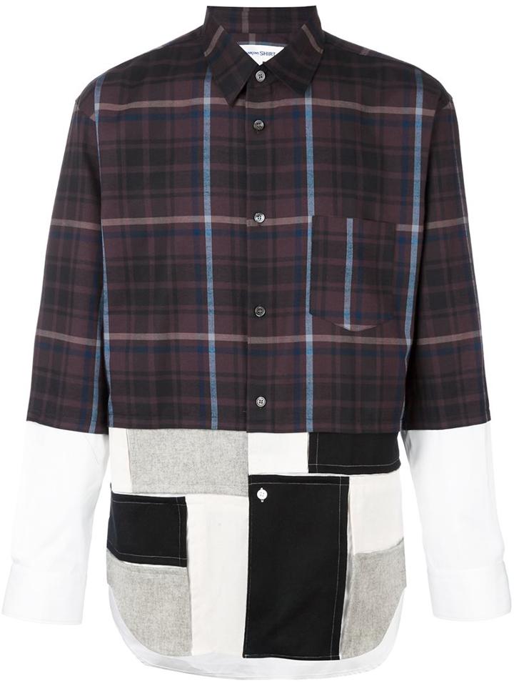 Comme Des Garçons Shirt Patchwork Shirt, Men's, Size: Small, Brown, Cotton/polyamide/wool