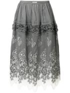 Comme Des Garçons Vintage Floral Embroidery Skirt - Black
