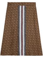 Burberry Monogram Stripe Print Silk Skirt - Brown