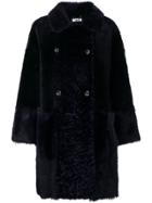 Desa Collection Double Breasted Fur Coat - Blue