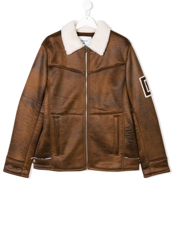Dondup Kids Teen Zipped Aviator Jacket - Brown
