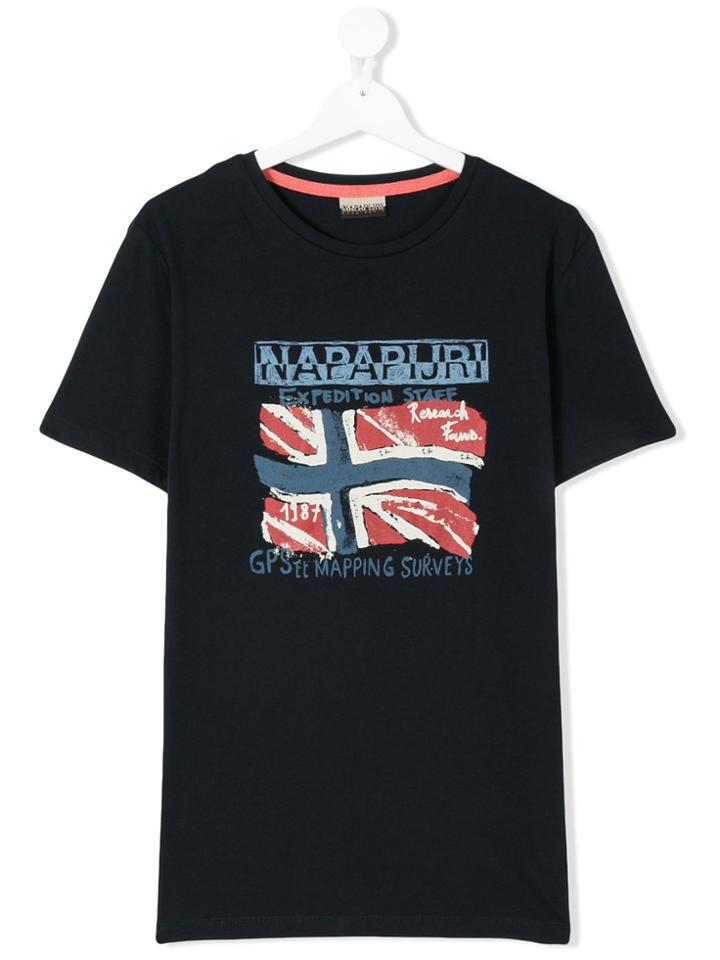 Napapjiri Kids Teen Flag-print T-shirt - Blue