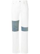 Mm6 Maison Margiela Asymmetric Patch Straight Jeans - White