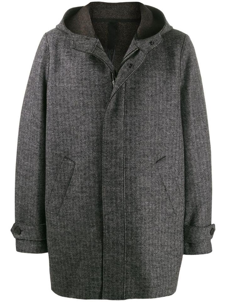 Harris Wharf London Hooded Zip Front Coat - Grey