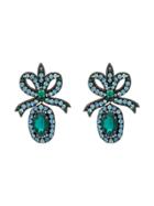 Gucci Crystal Embellished Bow Earrings - Green