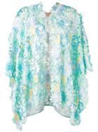 Ermanno Gallamini - Floral Cape - Women - Polyester - One Size, Green, Polyester