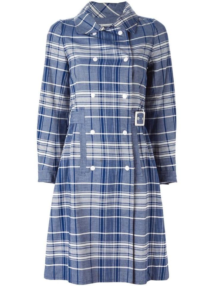 Courrèges Pre-owned Checked Trench Coat - Blue