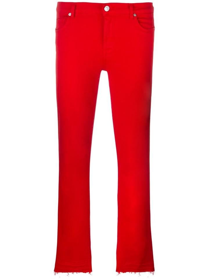 7 For All Mankind Cropped Trousers, Women's, Size: 31, Red, Cotton/polyester/spandex/elastane