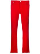 7 For All Mankind Cropped Trousers, Women's, Size: 31, Red, Cotton/polyester/spandex/elastane