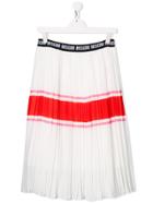 Msgm Kids Striped Pleated Skirt - White