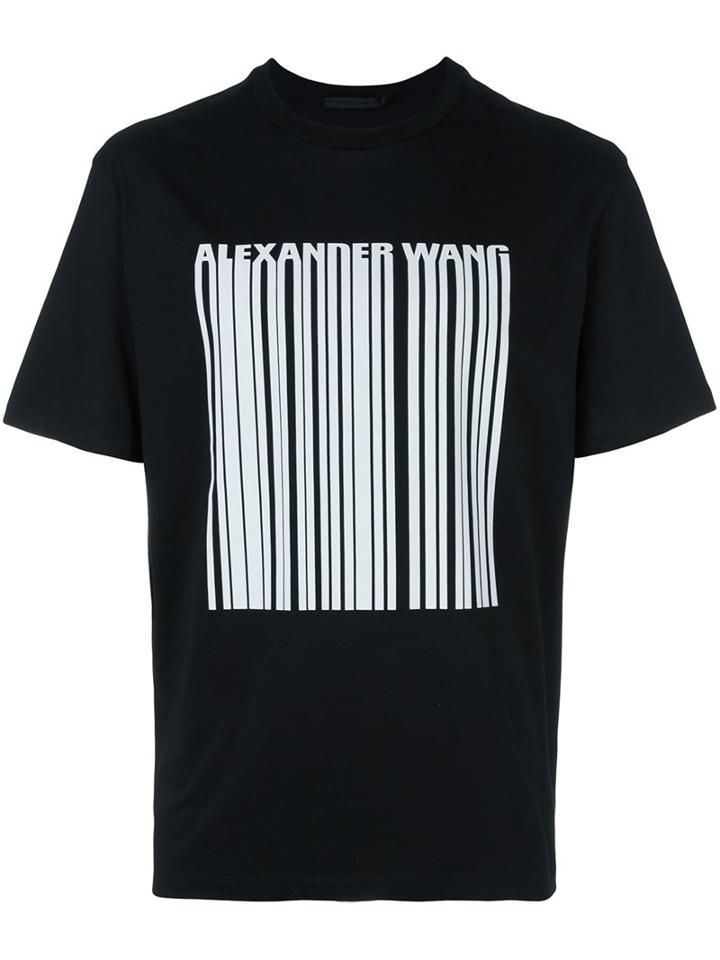 Alexander Wang Logo Barcode T-shirt, Men's, Size: 44, Black, Cotton