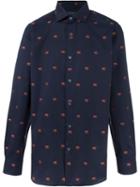 Paul Smith London Embroidered Monkey Pattern Shirt, Men's, Size: 15 1/2, Blue, Cotton
