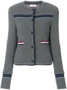 Thom Browne Wool Knit Crewneck Jacket - Grey