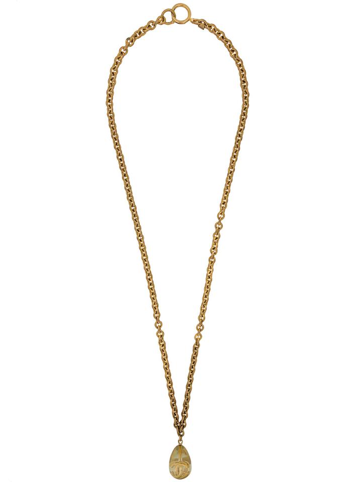Chanel Vintage Clear Bass Cc Necklace - Metallic