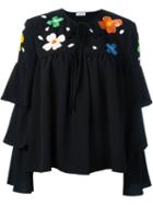 Au Jour Le Jour Floral Sequinned Tiered Blouse