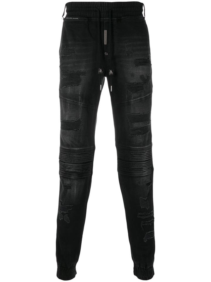 Philipp Plein Distressed Track Pants - Black