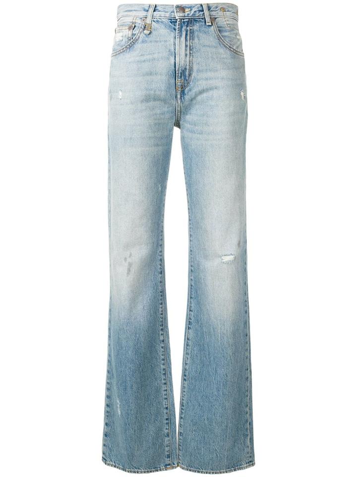 R13 Distressed Flared Jeans - Blue
