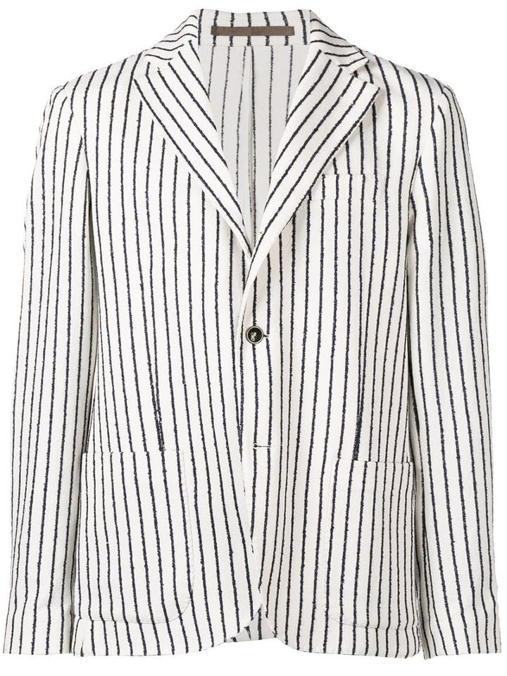 Eleventy Striped Single Breasted Blazer - Neutrals