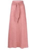 Nanushka Belted Midi Skirt - Pink & Purple