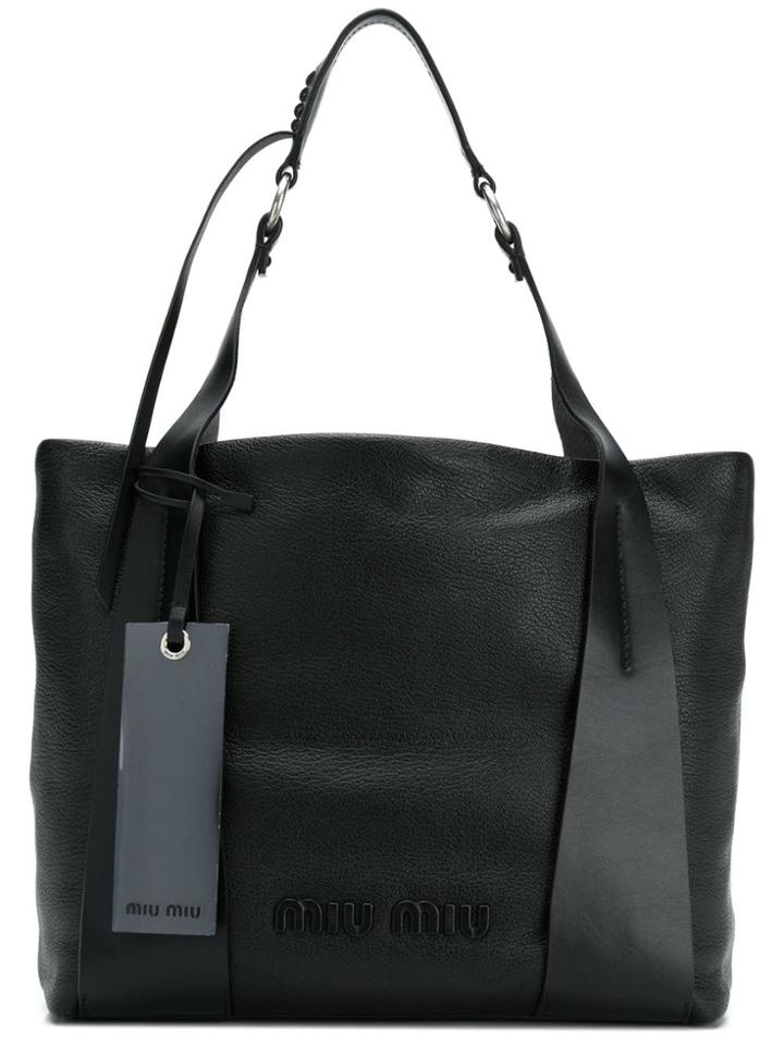 Miu Miu Logo Tote Bag - Black