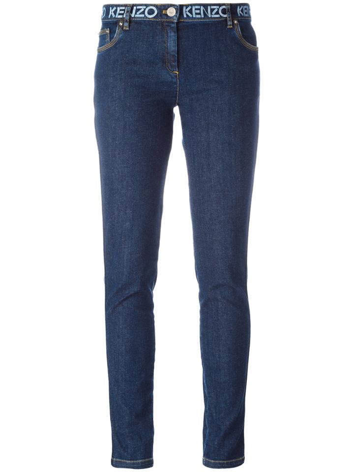 Kenzo Printed Waistband Slim-fit Jeans - Blue