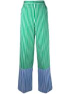 Ports 1961 Striped Wide-leg Trousers - Green
