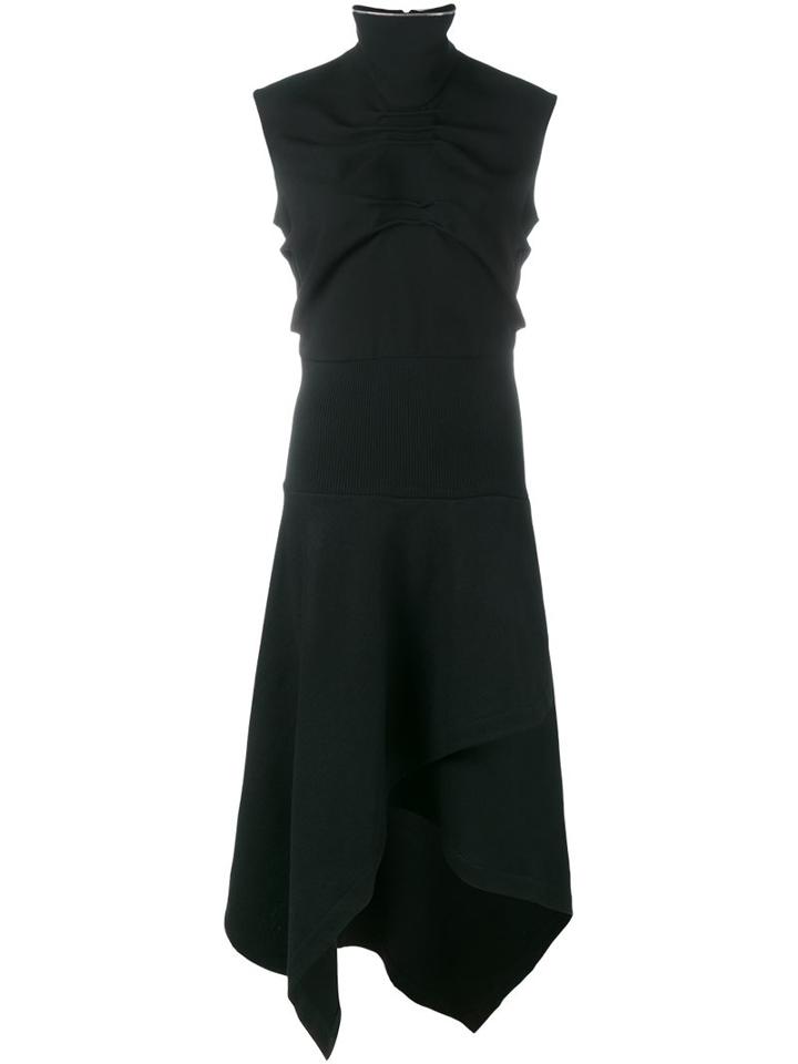J.w.anderson Asymmetric Layered Dress, Women's, Size: 12, Black, Silk/polyester/acetate/wool