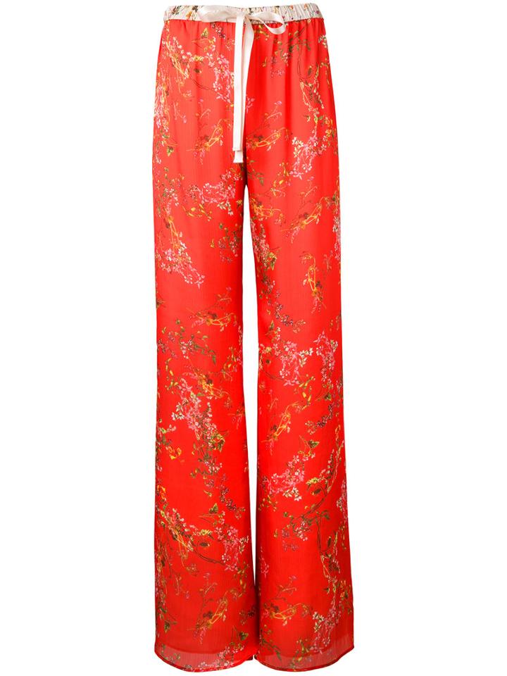 Alexis Floral Print Palazzo Trousers, Women's, Size: Small, Yellow/orange, Polyester