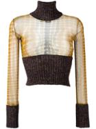 Jean Paul Gaultier Vintage Cropped Two-tone Jumper, Women's, Size: Medium, Brown