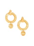 Chanel Vintage Linked Hoop Clip-on Earrings, Women's, Metallic