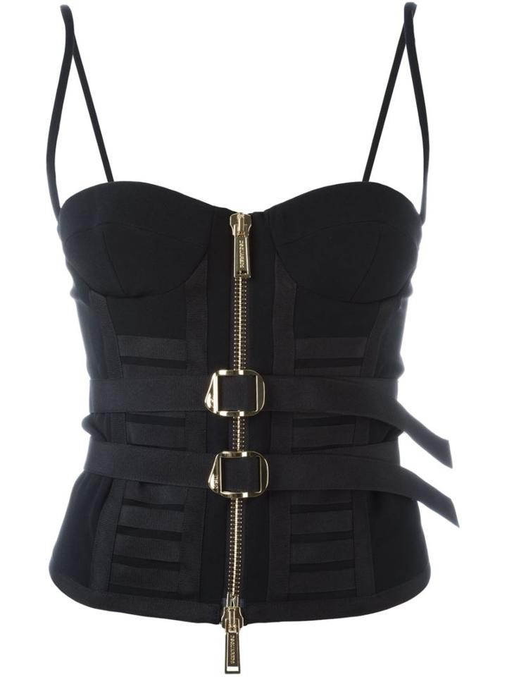 Dsquared2 Buckled Bodice Top, Women's, Size: 40, Black, Viscose/acetate/spandex/elastane
