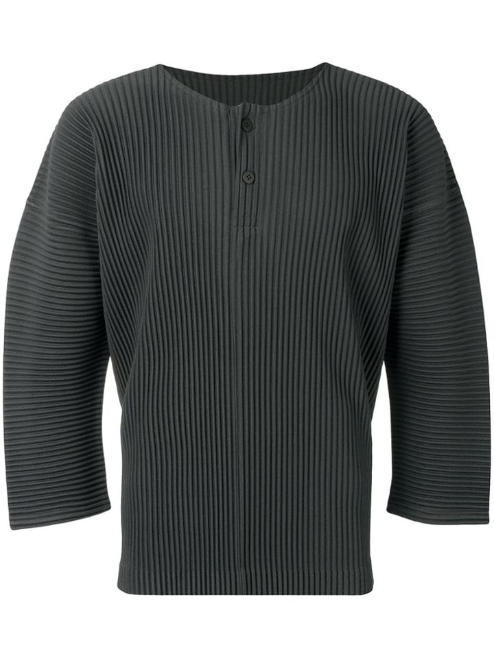 Homme Plissé Issey Miyake Cropped Sleeve Top - Grey