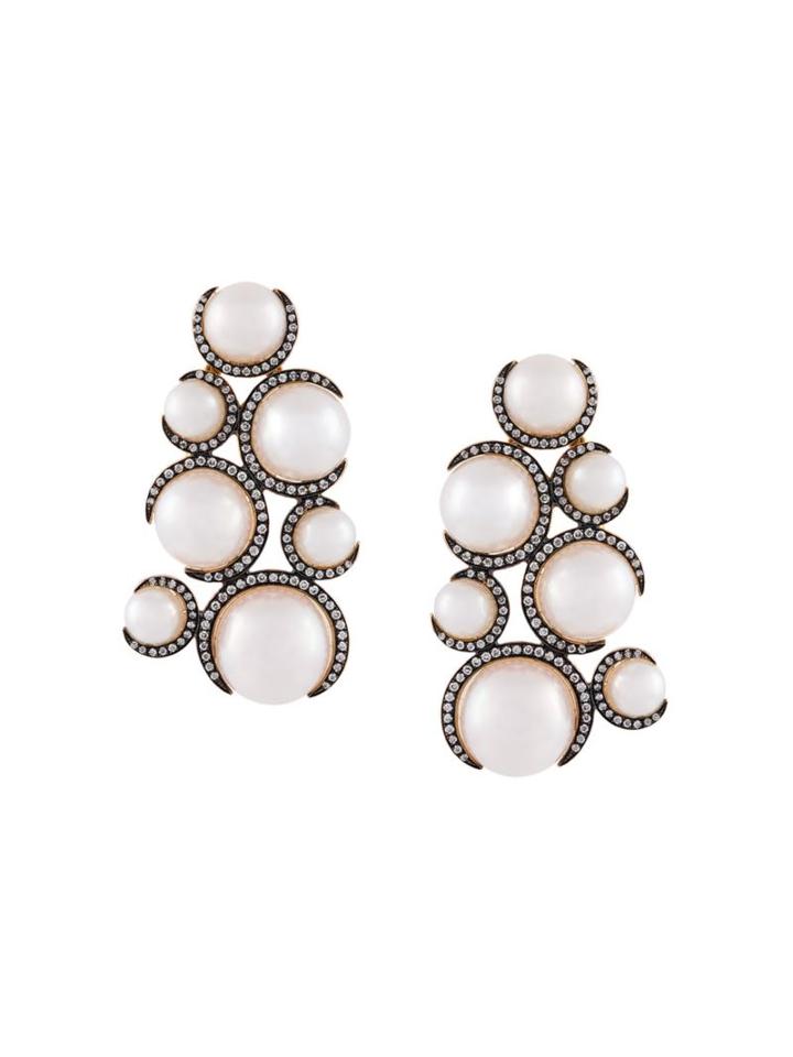 Christina Debs Multi Pearl Earrings, Women's, Metallic