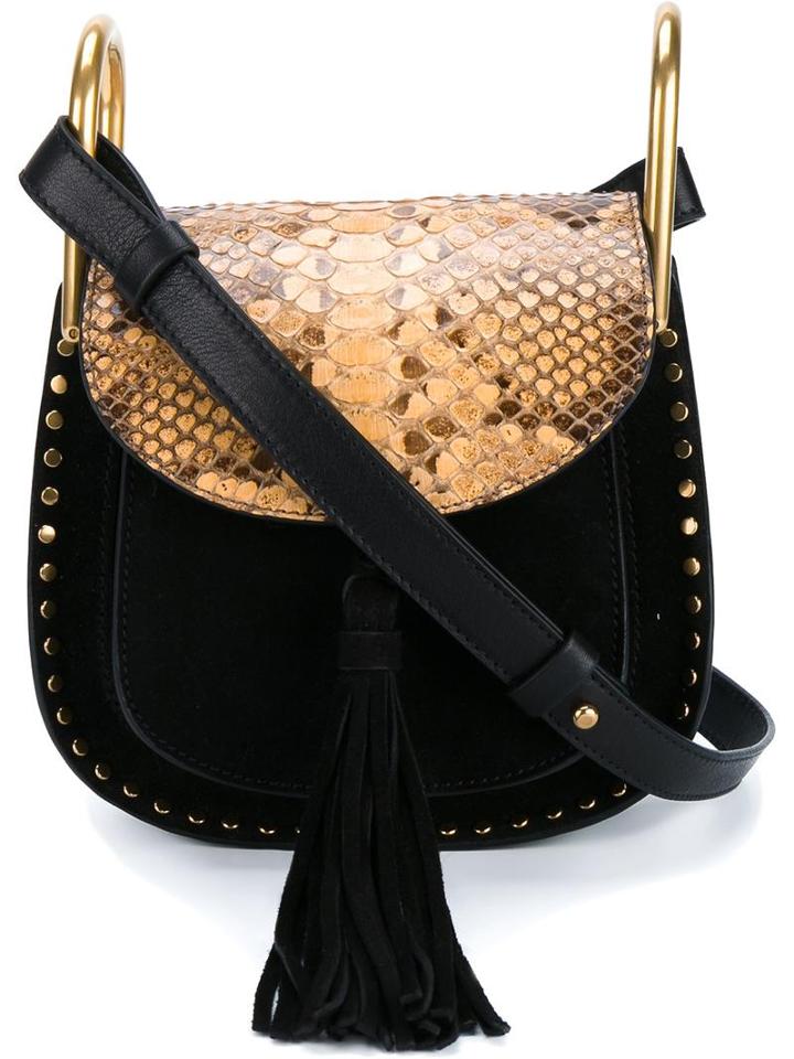 Chloé Mini 'hudson' Studded Suede & Python Skin Bag, Women's, Black