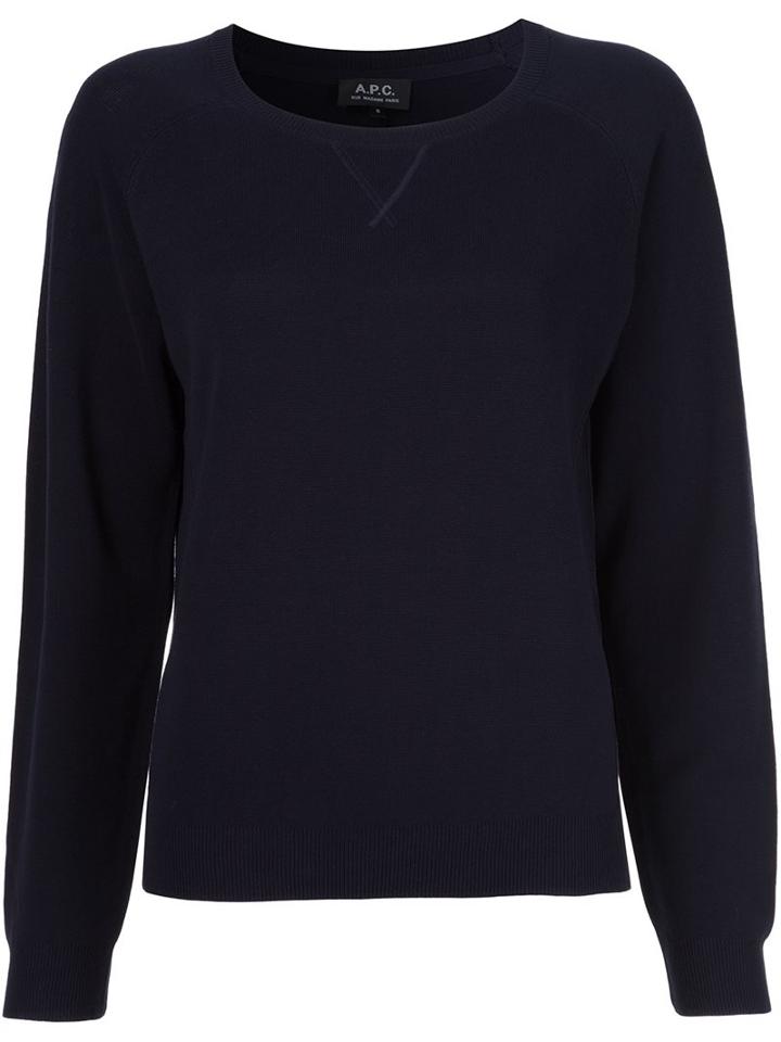 A.p.c. Round Neck Jumper, Women's, Size: Small, Blue, Rayon