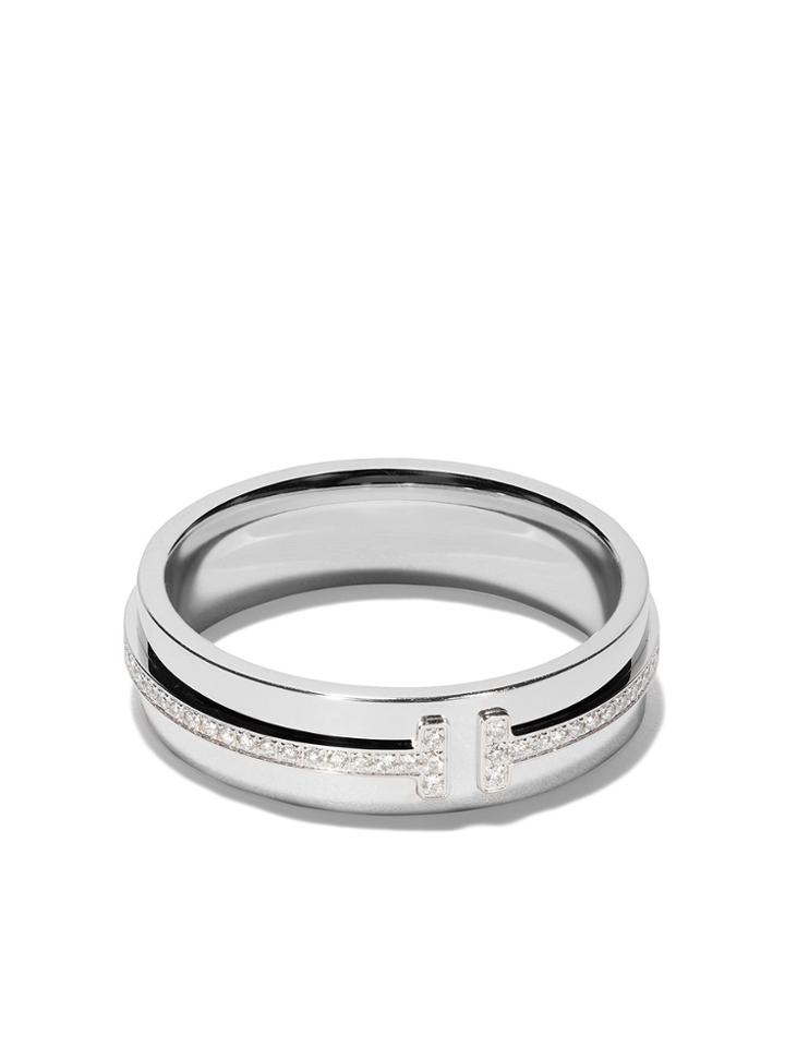 Tiffany & Co 18kt White Gold Tiffany T Two Diamond Ring - Metallic
