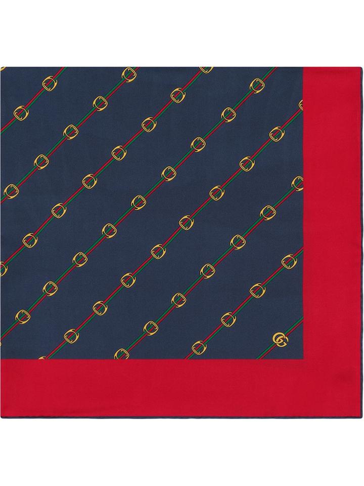 Gucci Scarf With Stirrups And Web Print - Red