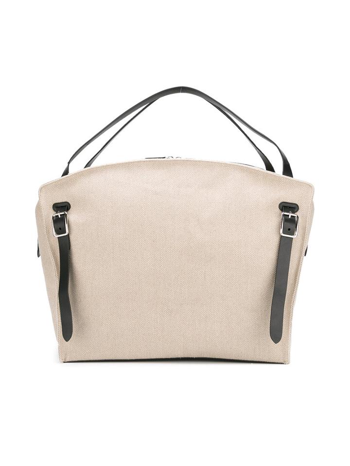Jil Sander Oversize Buckled Tote, Women's, Nude/neutrals, Leather/cotton
