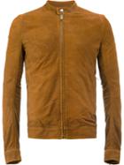 Rick Owens - Band Collar Jacket - Men - Cotton/calf Leather/cupro - 48, Brown, Cotton/calf Leather/cupro
